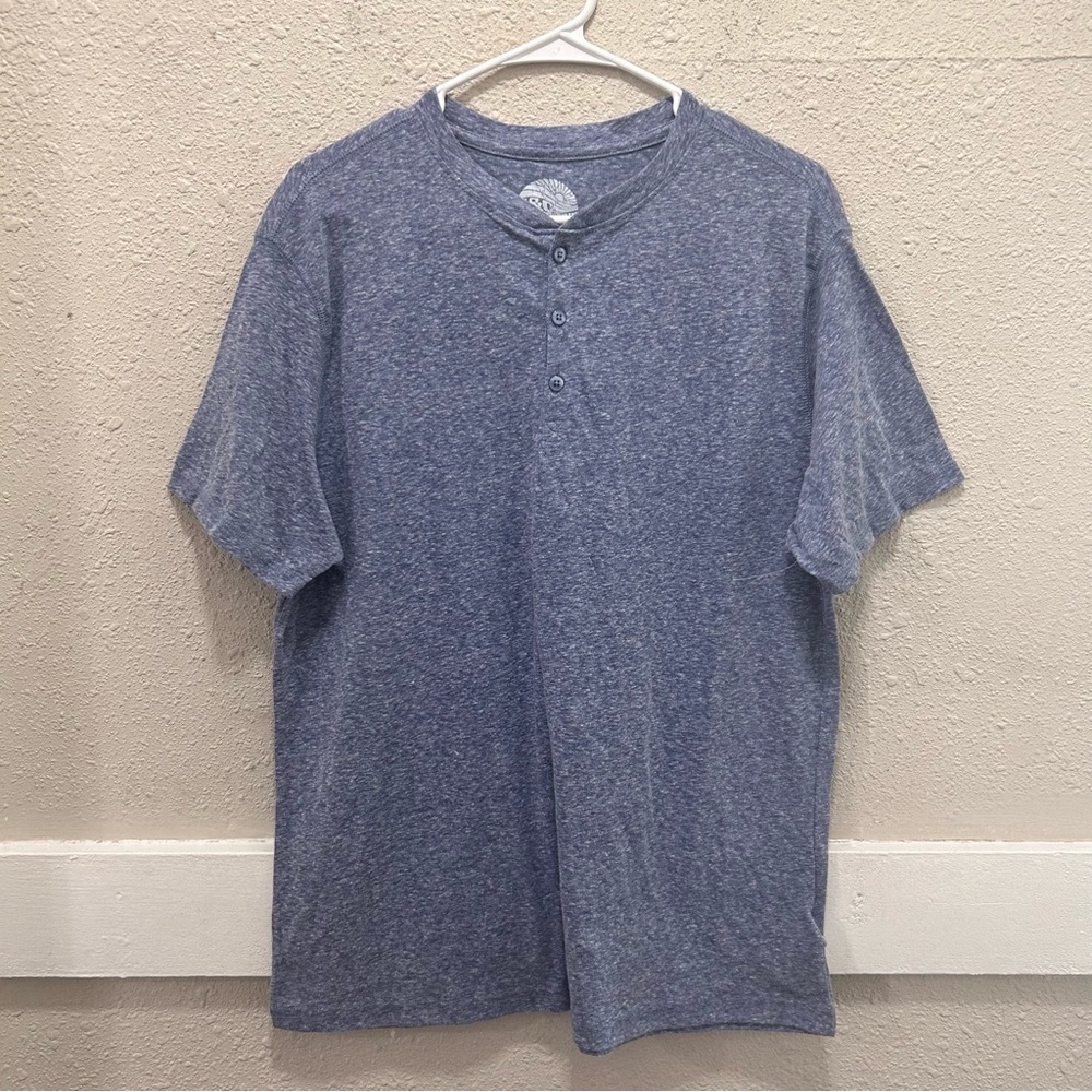 C&C California Blue Henley Button Short Sleeve Top NWOT XL